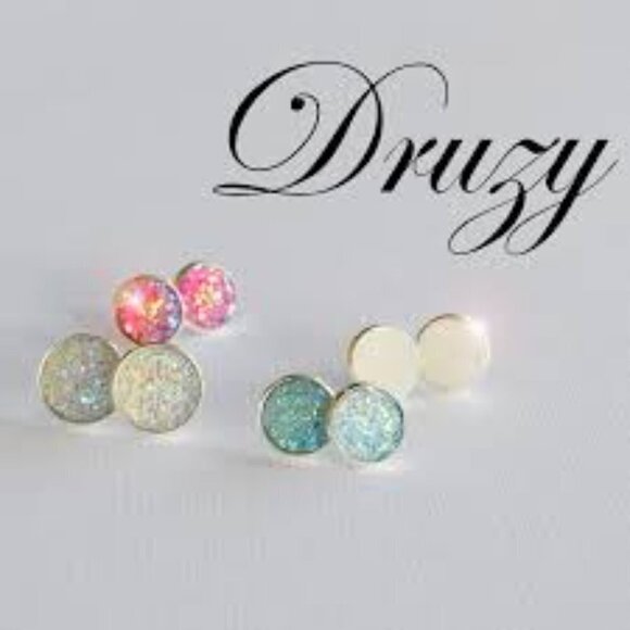 5/$25 Orange Druzy Silver Studs Earrings HOLIDAY EARRING SALE REDUCED SHIPPING! - Picture 9 of 15